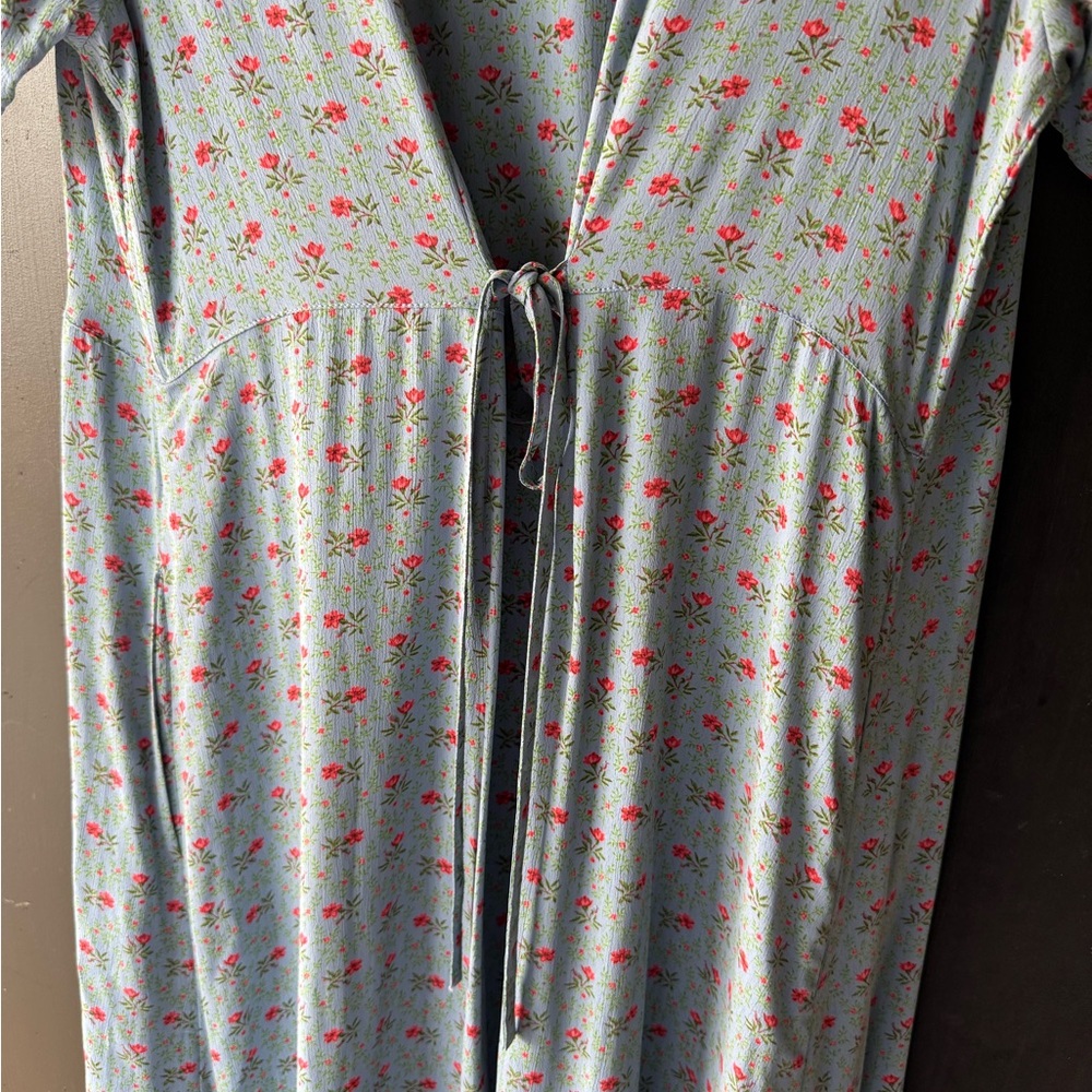 April Cornell Light Blue Floral Button-Front Maxi Dress - Picture 5 of 5